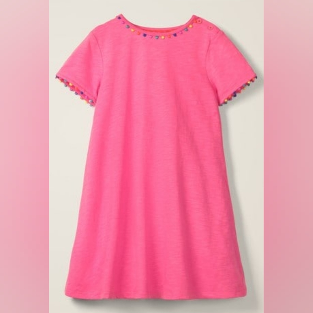 Mini Boden Pom Pom T-shirt Dress, 9-10